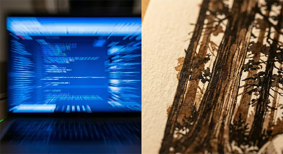 Comparing the frantic nature of screens to the grounding sensory experience of an analog childhood.