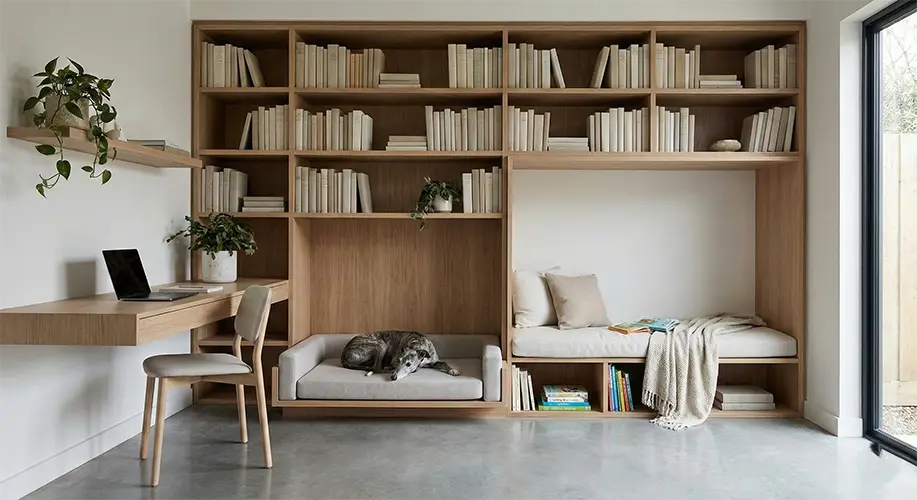 A beautifully designed home space supporting an analog childhood and premium pet lifestyle.