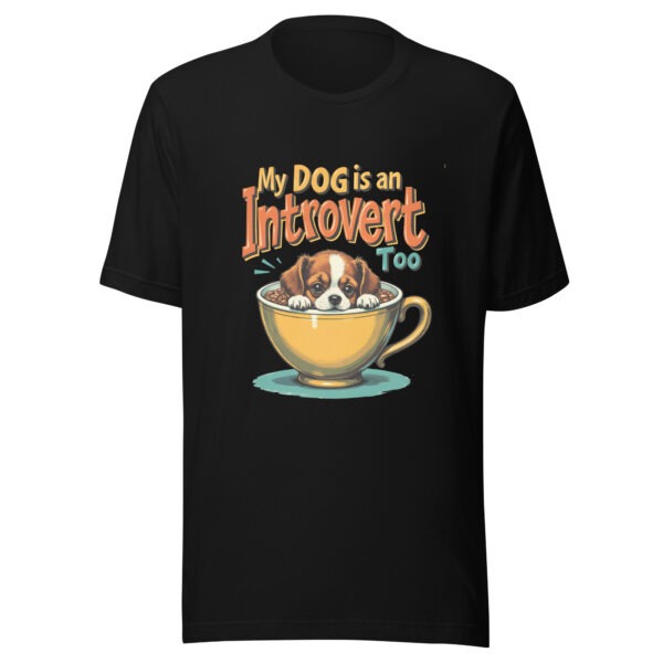 unisex-staple-t-shirt-black-front-69babb742af34.jpg "My Dog Is An Introvert Too" Retro 70s T-Shirt (PD003_T01)