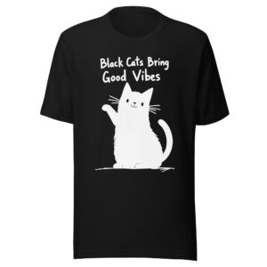 unisex-staple-t-shirt-black-front-69c44c595a58c.jpg "Black Cats Bring Good Vibes" Dark Aesthetic T-Shirt (PD018_T01)