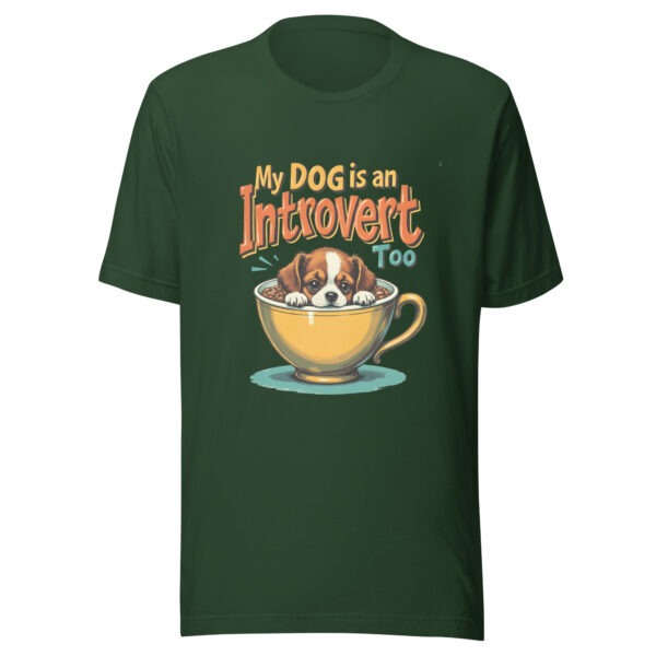unisex-staple-t-shirt-forest-front-69babb742c1f8.jpg "My Dog Is An Introvert Too" Retro 70s T-Shirt (PD003_T01)
