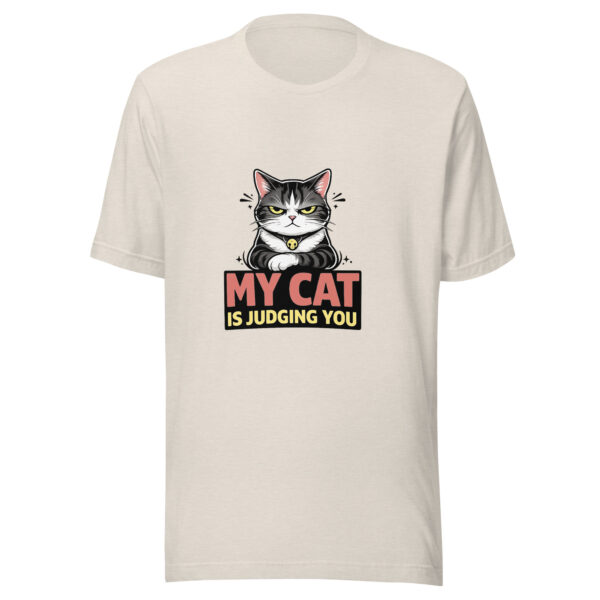 unisex-staple-t-shirt-heather-dust-front-69be627a41923.jpg "My Cat Is Judging You" Sarcastic Graphic T-Shirt (PD014_T01)