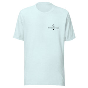 unisex-staple-t-shirt-heather-ice-blue-front-69bd217c7c548.jpg "Who Rescued Who?" Minimalist Pocket T-Shirt (PD008_T01)