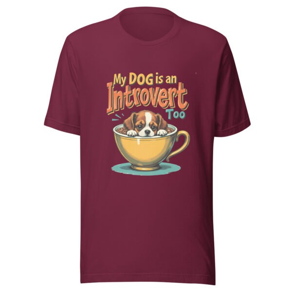 unisex-staple-t-shirt-maroon-front-69babb742c2e6.jpg "My Dog Is An Introvert Too" Retro 70s T-Shirt (PD003_T01)