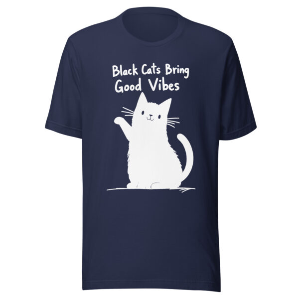 unisex-staple-t-shirt-navy-front-69c44c595a845.jpg "Black Cats Bring Good Vibes" Dark Aesthetic T-Shirt (PD018_T01)