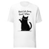 unisex-staple-t-shirt-white-front-69c447fe122d9.jpg "Black Cats Bring Good Vibes" Hand-Drawn T-Shirt (PD017_T01)