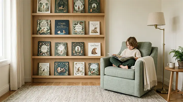 A child in a cozy reading sanctuary to recover from After School Restraint Collapse.