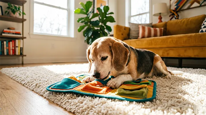 Unlocking dog snuffle mat benefits to prevent canine cognitive decline in older pets