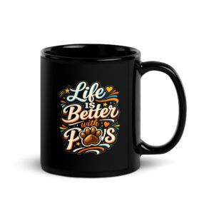 black-glossy-mug-black-11-oz-handle-on-right-69eb473c3fec4.jpg Retro Dog Lover Mug Life Is Better With Paws (PD028_M01)