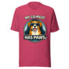 unisex-staple-t-shirt-heather-raspberry-front-69d3be7cacca9.jpg My Co Pilot Has Paws Funny Dog Unisex T Shirt Dark Edition (PD023_T02)