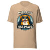 unisex-staple-t-shirt-tan-front-69d3bbf26f0cf.jpg My Co Pilot Has Paws Funny Dog Unisex T Shirt Light Edition (PD023_T01)
