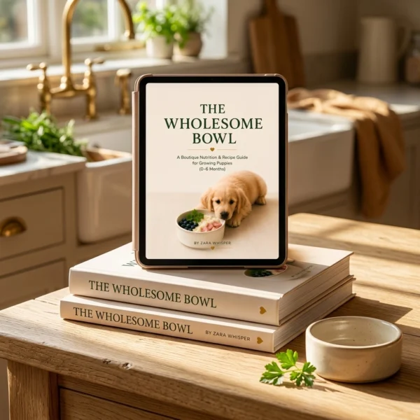 The Wholesome Bowl - Digital, Paperback, and Hardcover Formats A stack featuring the digital iPad, paperback, and hardcover editions of The Wholesome Bowl in a warm kitchen setting.