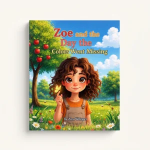 Minimalist studio shot of Zoe and the Day the Colors Went Missing book