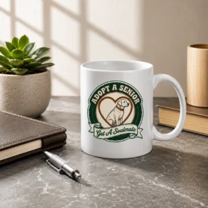 Adopt A Senior Get A Soulmate Labrador White Ceramic Mug Mockup Adopt A Senior Get A Soulmate Labrador White Ceramic Mug Mockup