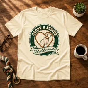 Adopt A Senior Get A Soulmate Light Edition Rescue Dog T Shirt Flat Lay Mockup Adopt A Senior Get A Soulmate Light Edition Rescue Dog T Shirt Flat Lay Mockup