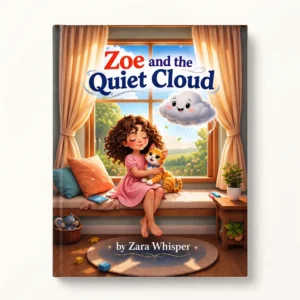 Front cover of Zoe and the Quiet Cloud children book by Zara Whisper on an off white background